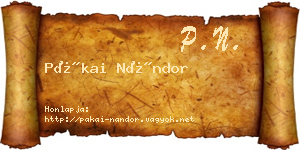 Pákai Nándor névjegykártya
